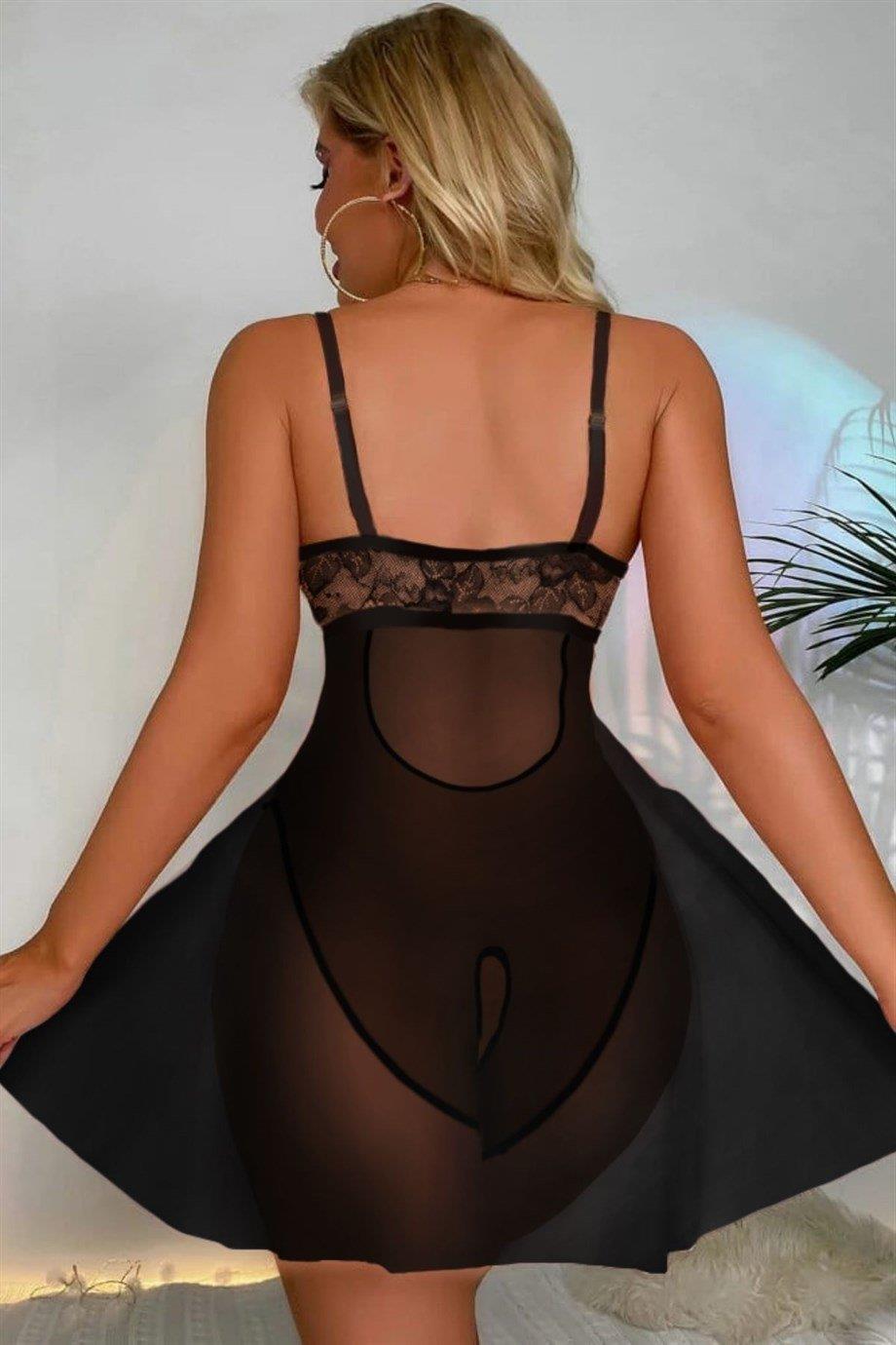  Siyah%20Özel%20Bölgesi%20Açık%20Babydoll%20Gecelik%2015035