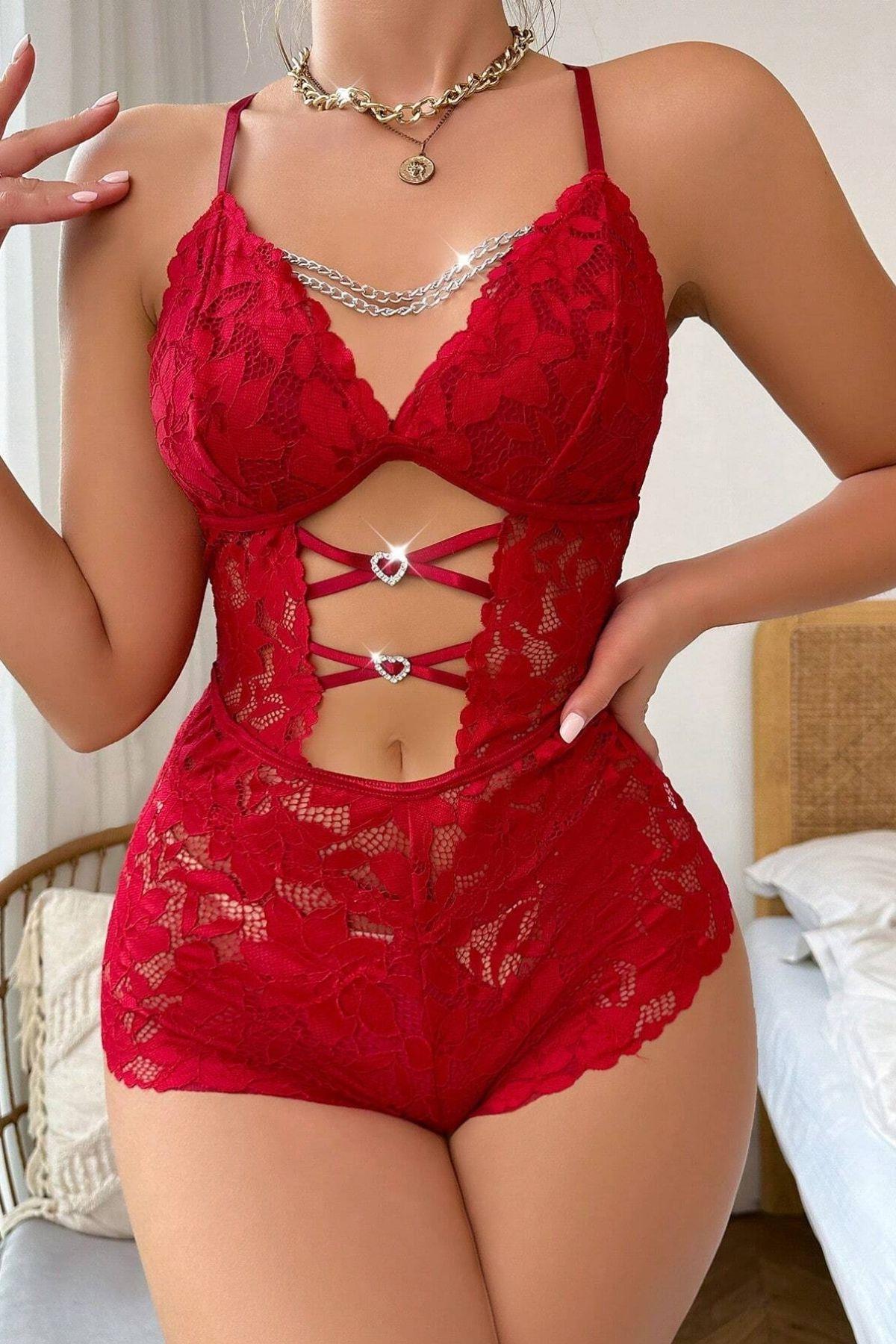 Kırmızı%20Zincir%20Detaylı%20Dantelli%20Babydoll%2015098