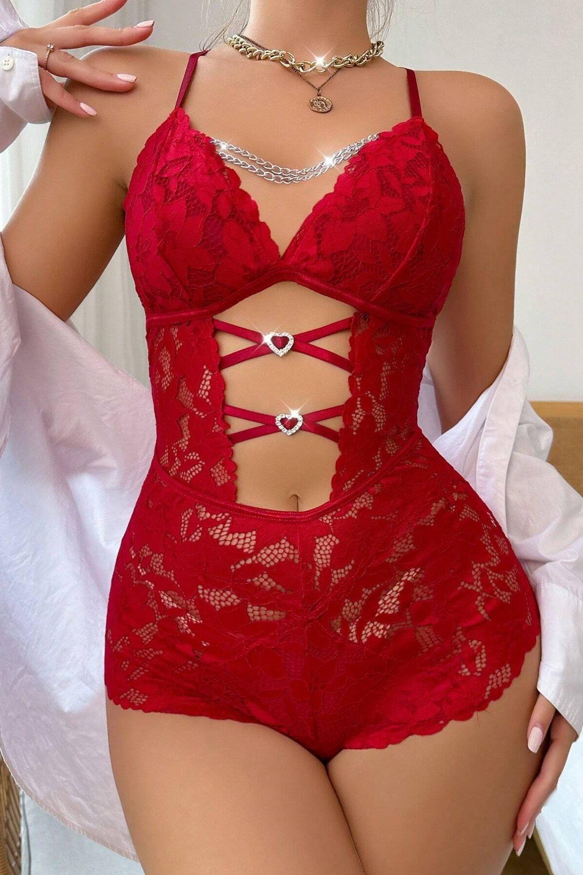 Kırmızı%20Zincir%20Detaylı%20Dantelli%20Babydoll%2015098